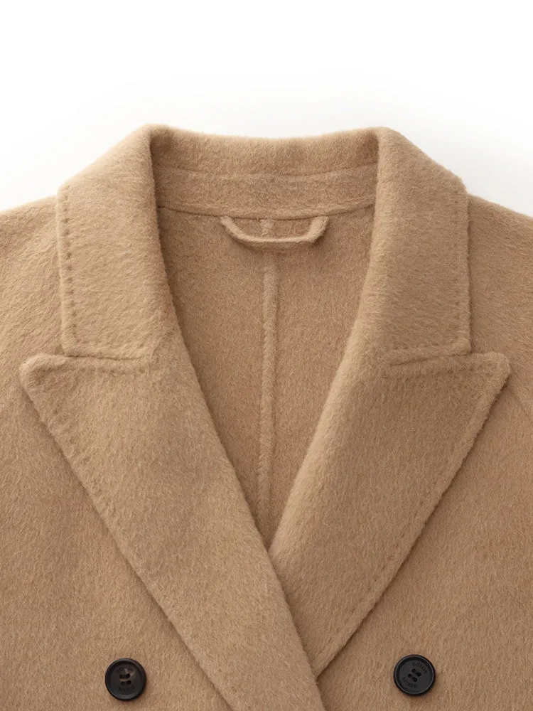 100% Camel Hair Peak Lapel Unisex Overcoat