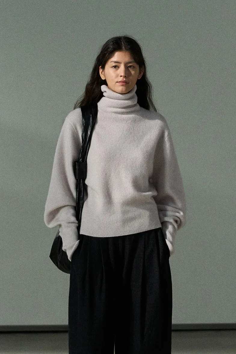 100% wool silhouetted high neck sweater | 6 color