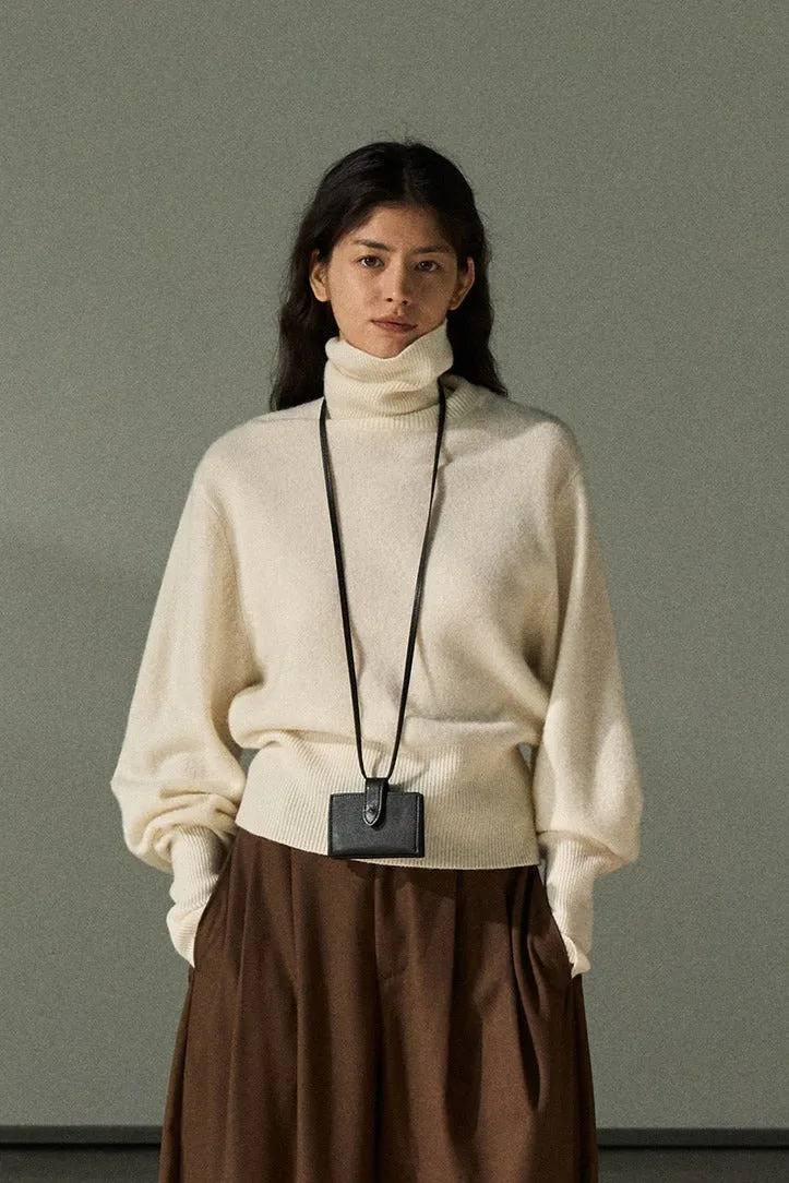 100% wool silhouetted high neck sweater | 6 color