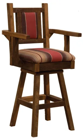 30" Barnwood Swivel Bar Stool w/Arms - SL