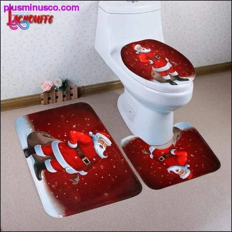 3PCS Christmas Toilet Seat Cover and Rug Bathroom Set