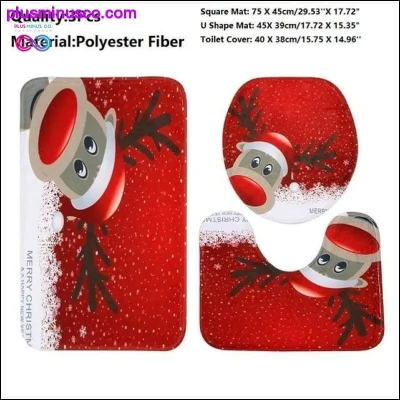 3PCS Christmas Toilet Seat Cover and Rug Bathroom Set