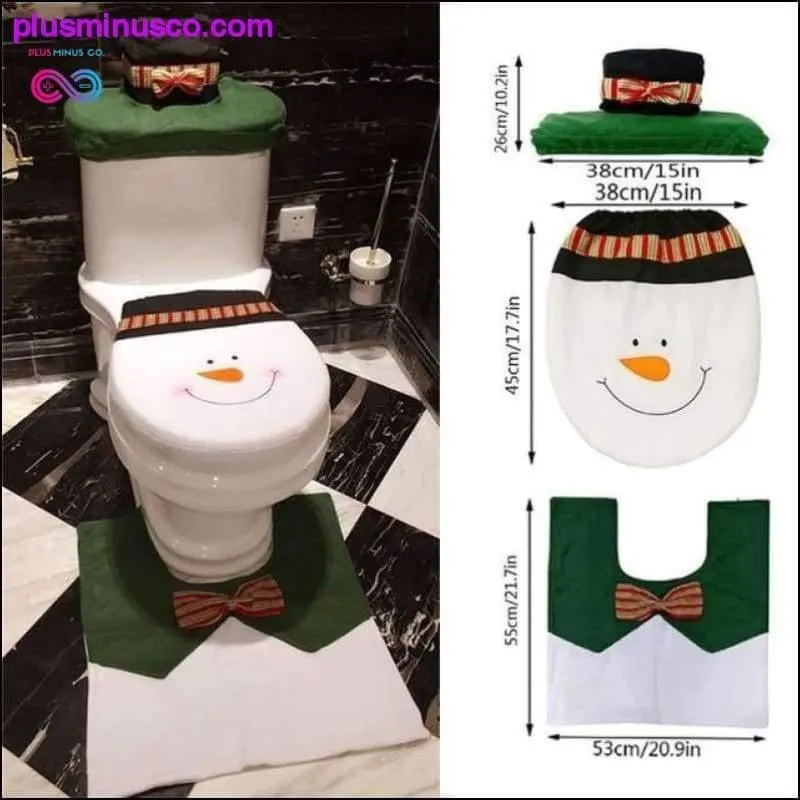 3PCS Christmas Toilet Seat Cover and Rug Bathroom Set