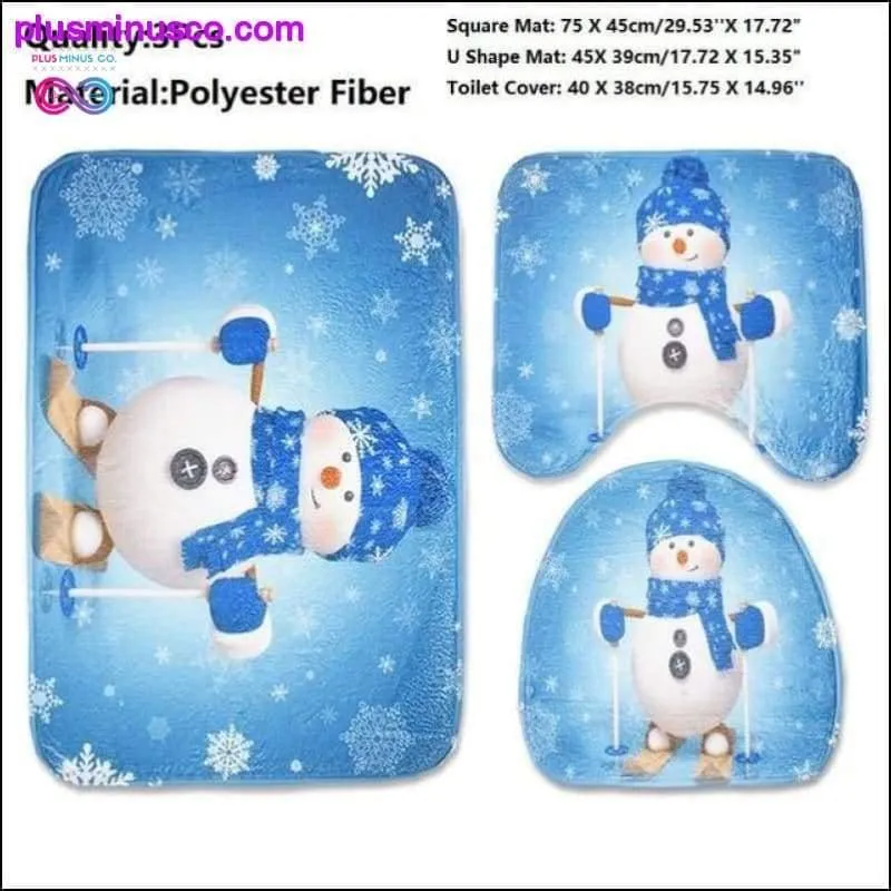 3PCS Christmas Toilet Seat Cover and Rug Bathroom Set