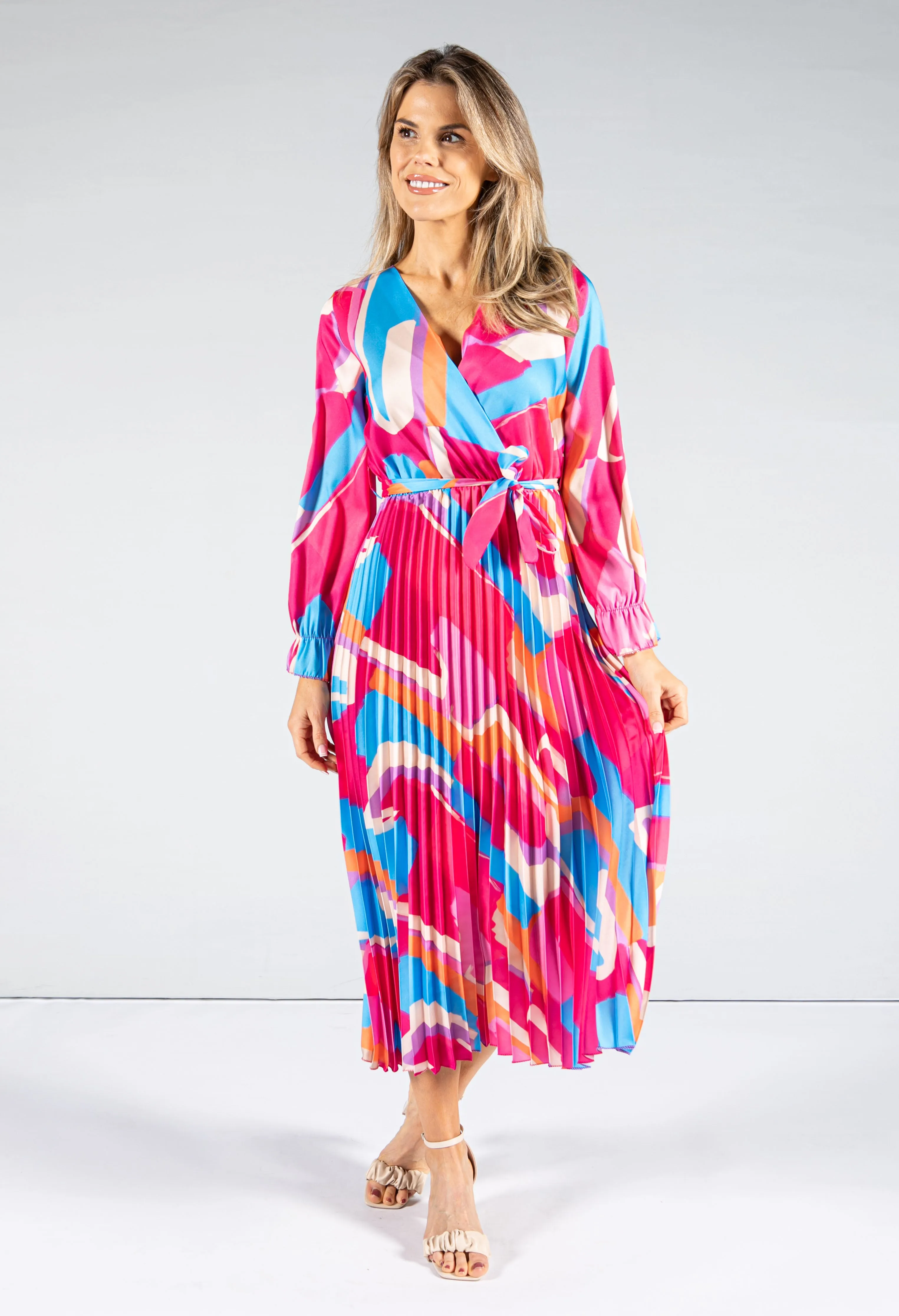 Abstract Pattern Pleat Dress