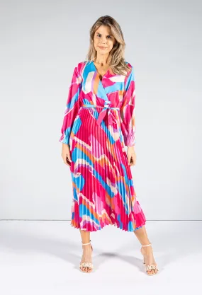 Abstract Pattern Pleat Dress