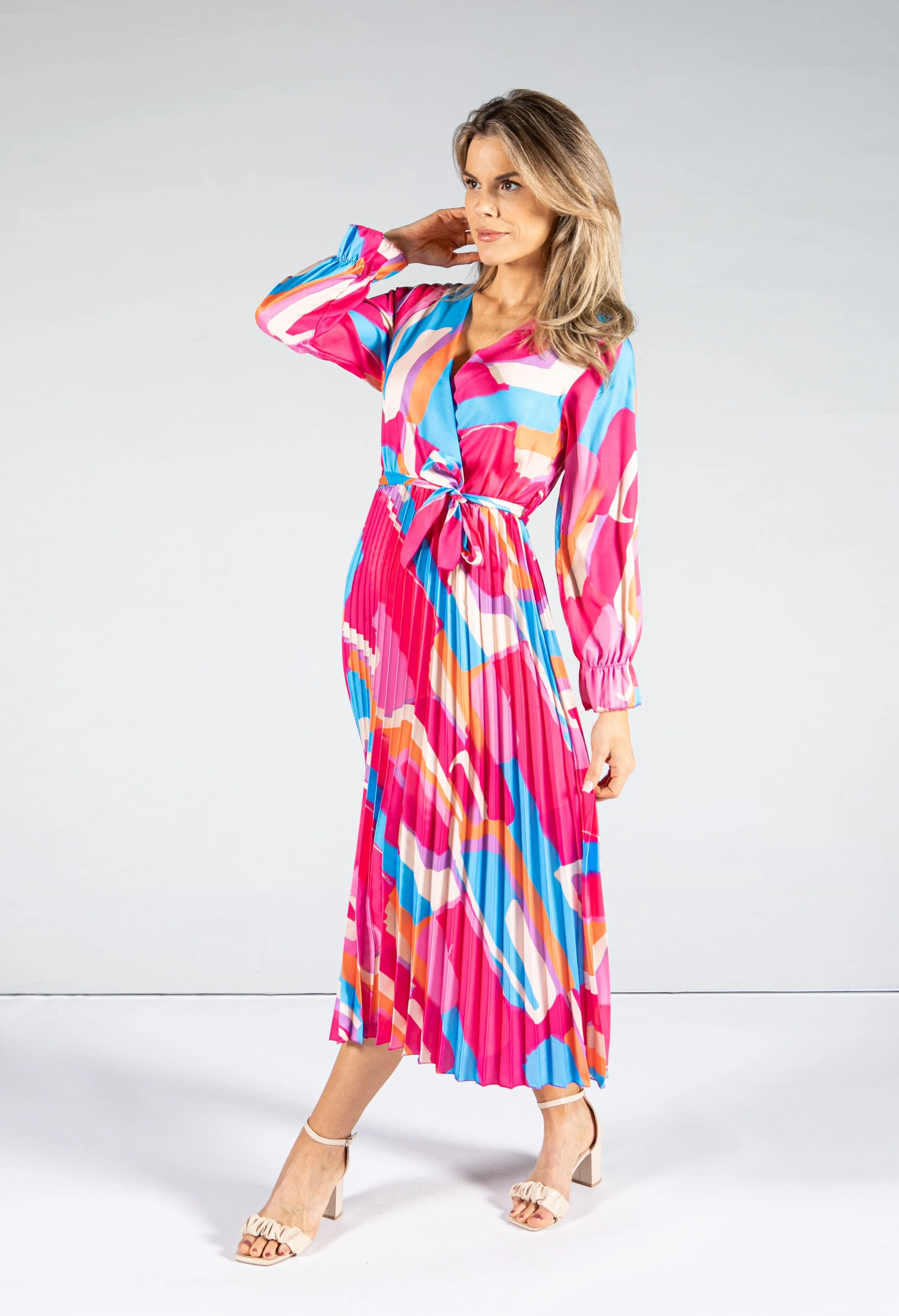 Abstract Pattern Pleat Dress