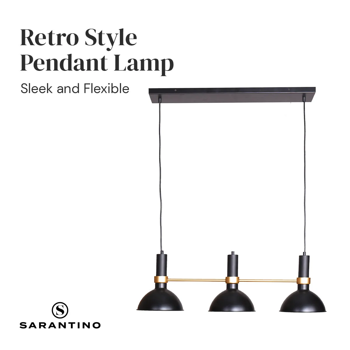 Adjustable 3-Shade Pendant Lamp, Retro-Style - Sarantino