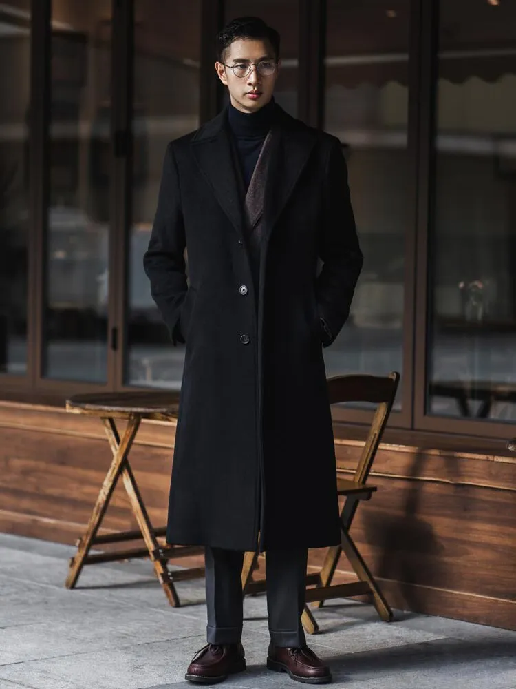 Advbridge Autumn Winter Long Warm Black Trench Coat Men Single Breasted Luxury Wool Blends Overcoat High Quality Clothing