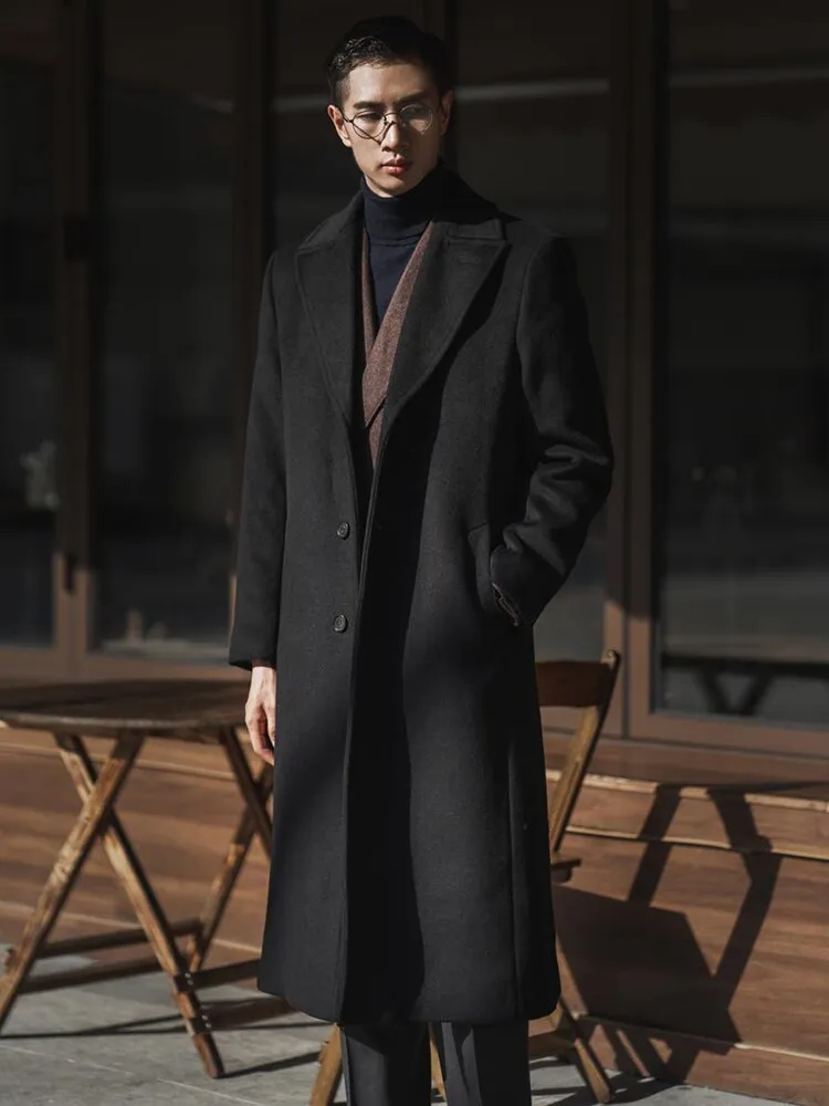 Advbridge Autumn Winter Long Warm Black Trench Coat Men Single Breasted Luxury Wool Blends Overcoat High Quality Clothing