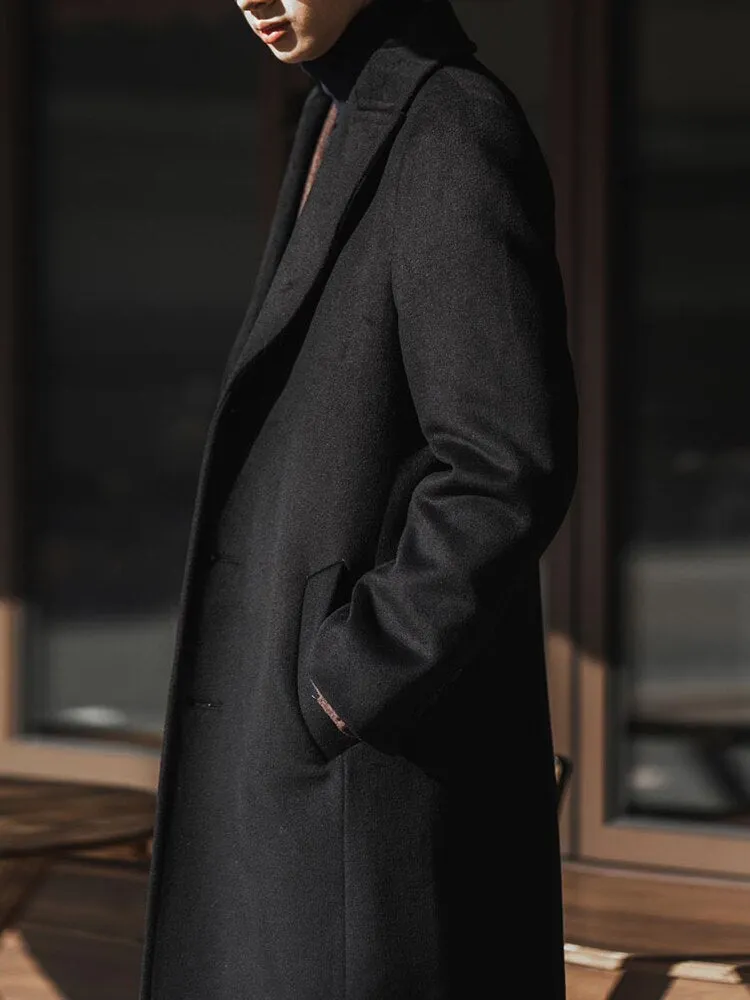 Advbridge Autumn Winter Long Warm Black Trench Coat Men Single Breasted Luxury Wool Blends Overcoat High Quality Clothing