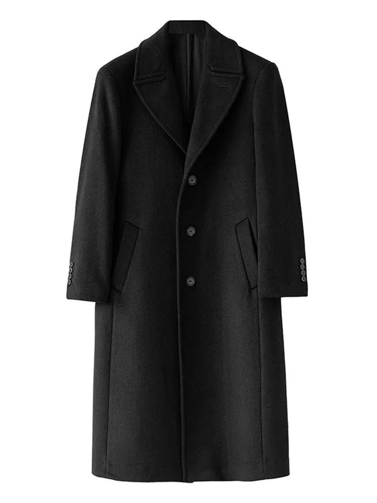 Advbridge Autumn Winter Long Warm Black Trench Coat Men Single Breasted Luxury Wool Blends Overcoat High Quality Clothing