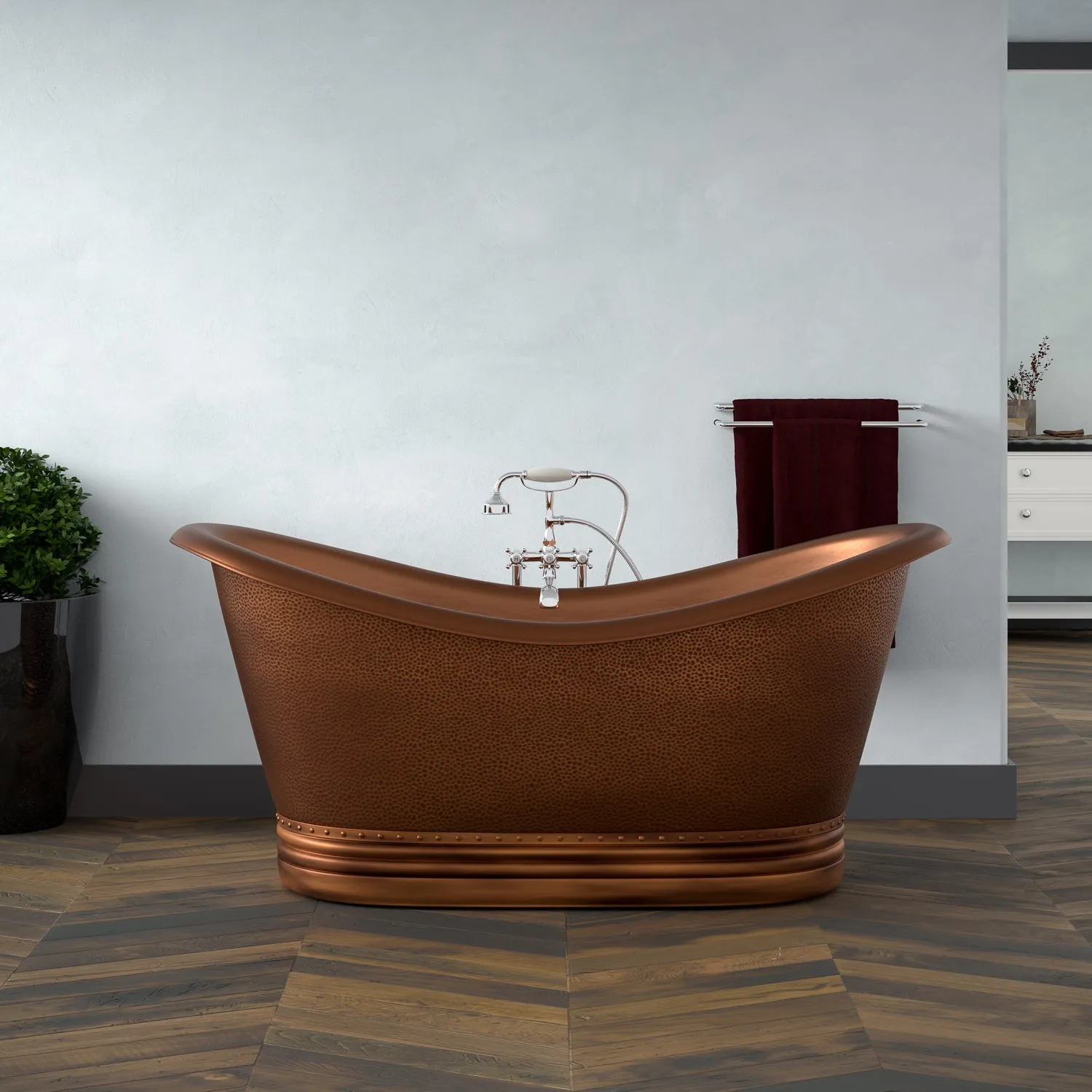 Allegro 66″ Copper Double Slipper Tub