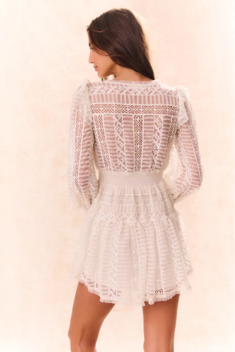 Alonsa Lace-Detailed Mini Dress - CREAM