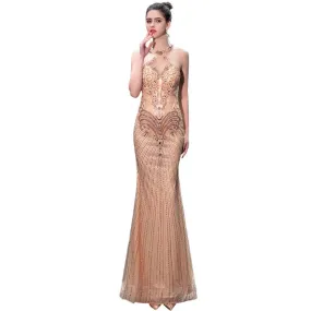 arwen &ajh مجموعة أروين Dress Lady Party Champagne evening Sexy Halter Bead Sequin Mermaid Off Shoulder Evening Dress