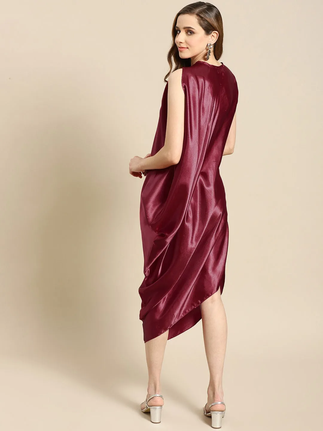 Asymmettric side cowl dress