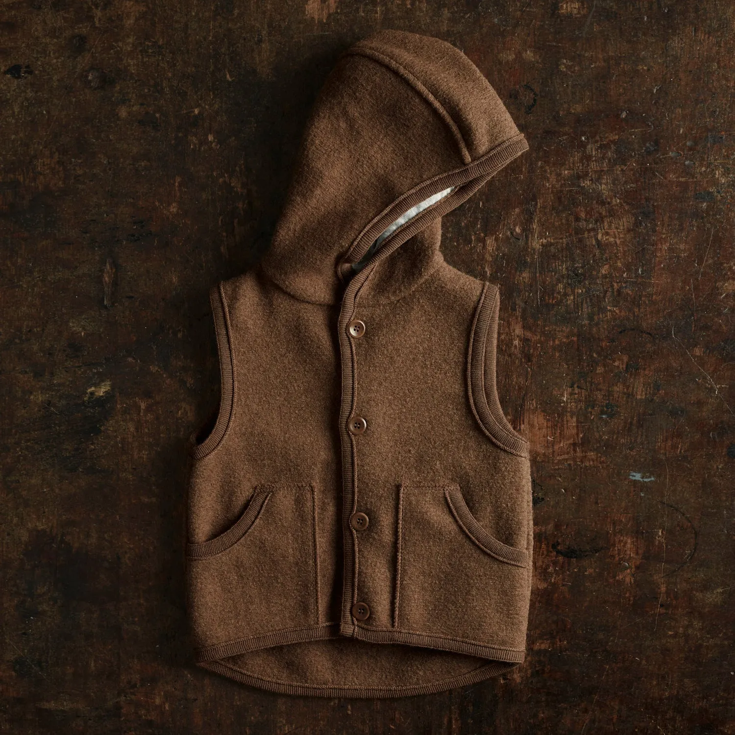 Baby & Kids Wind Vest - Boiled Merino Wool - Hazelnut