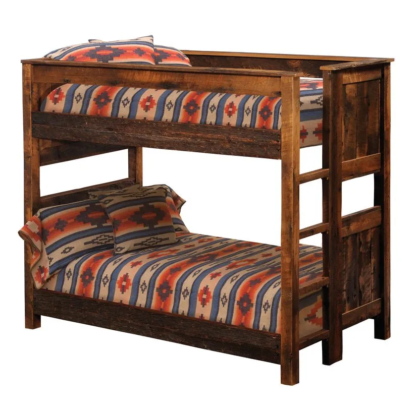 Barnwood Single/Single Bunk Bed - Ladder Left