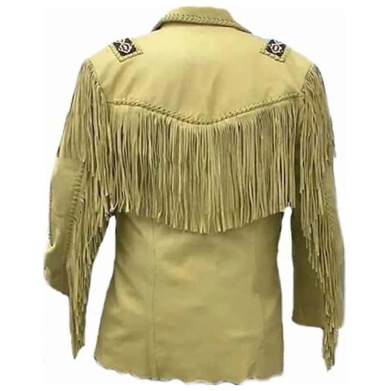 Best Fashion Biker Style Western Wear Cowboy Coat Fringe Bead & Bones Work