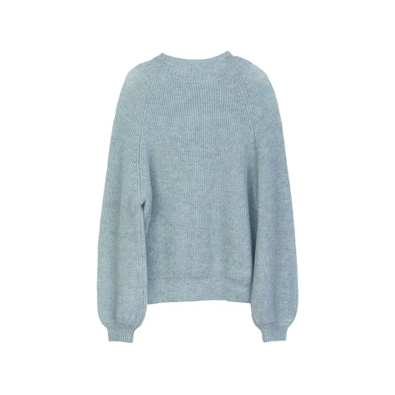 Blue-green Oversize Woolen Sweater