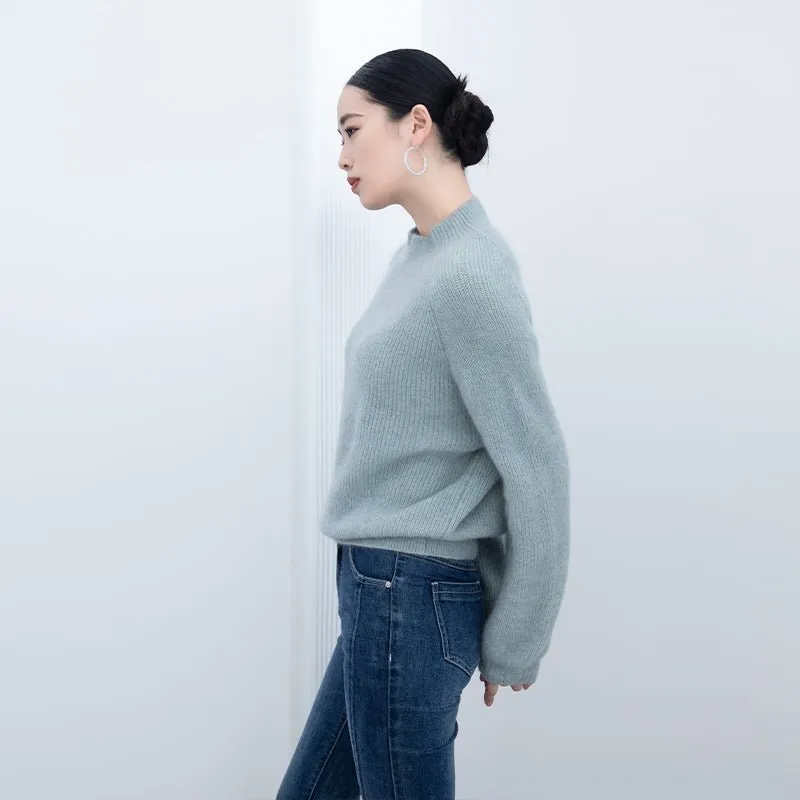 Blue-green Oversize Woolen Sweater