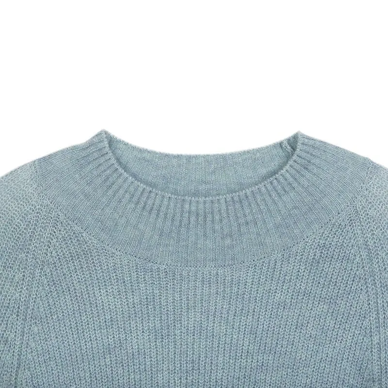 Blue-green Oversize Woolen Sweater