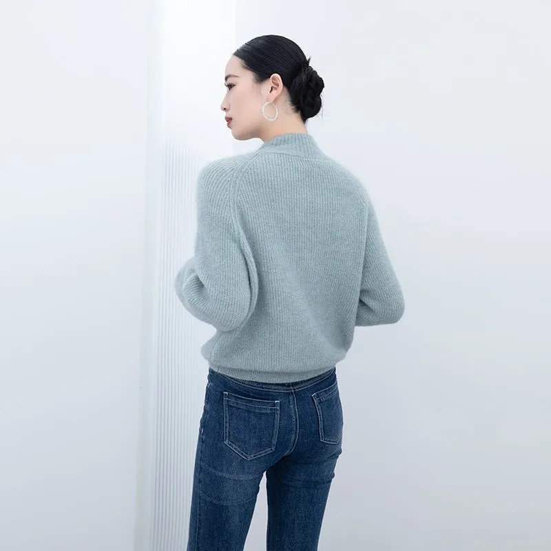 Blue-green Oversize Woolen Sweater