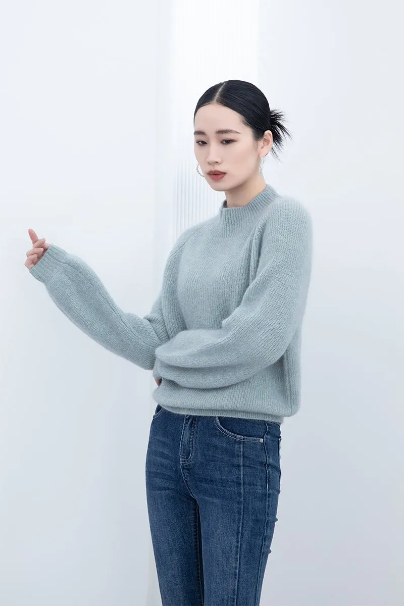 Blue-green Oversize Woolen Sweater