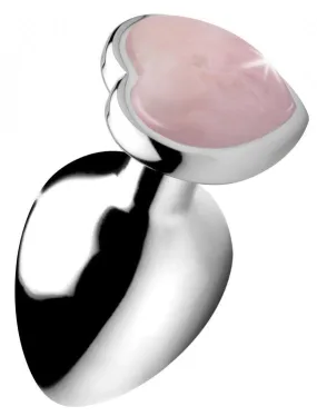 Booty Sparks Gemstones Rose Quartz Heart Anal Plug - Large