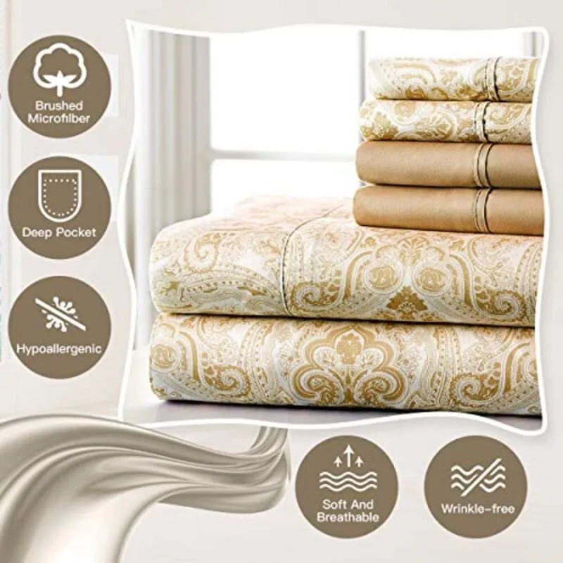 Bralga Paisley Microfiber Percale Sheet Set