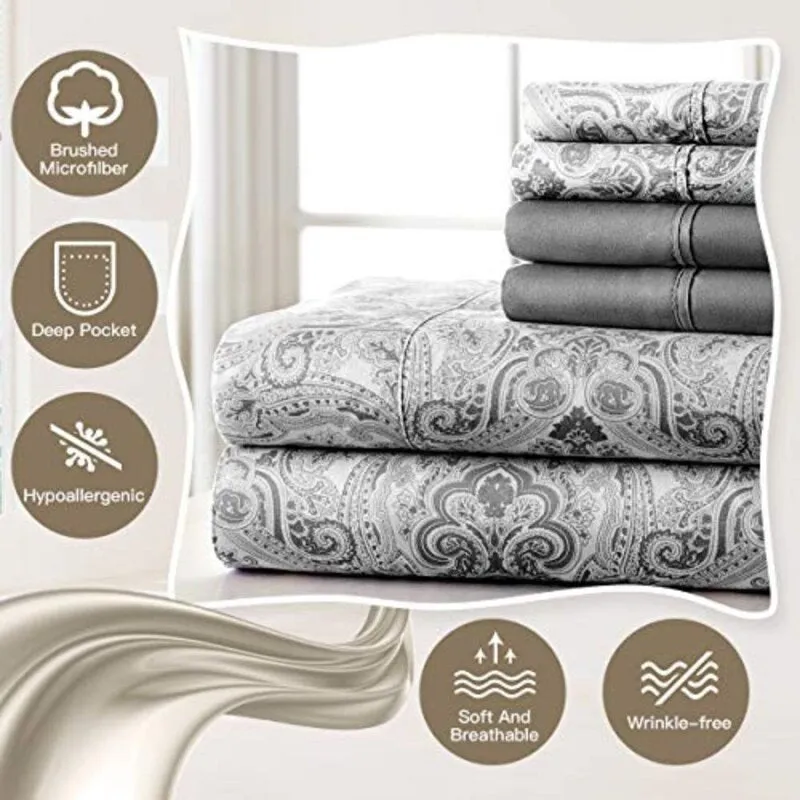 Bralga Paisley Microfiber Percale Sheet Set