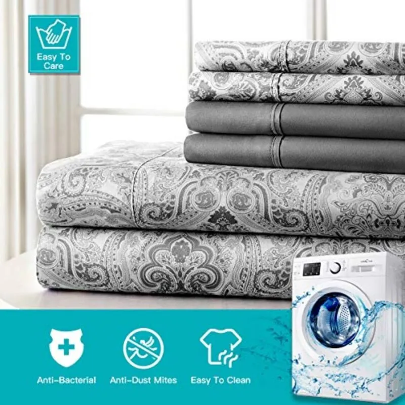 Bralga Paisley Microfiber Percale Sheet Set