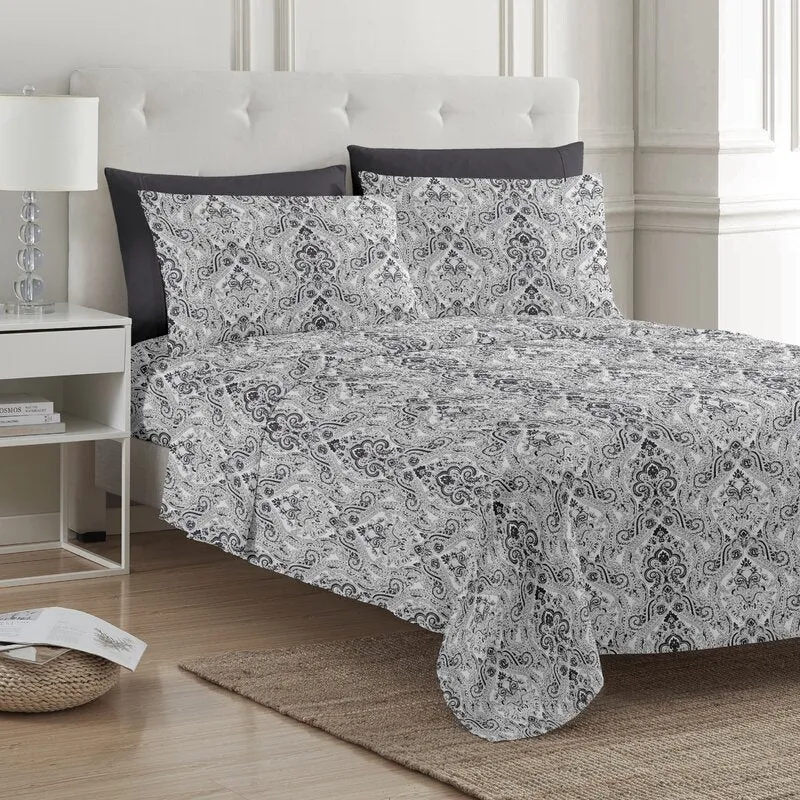 Bralga Paisley Microfiber Percale Sheet Set