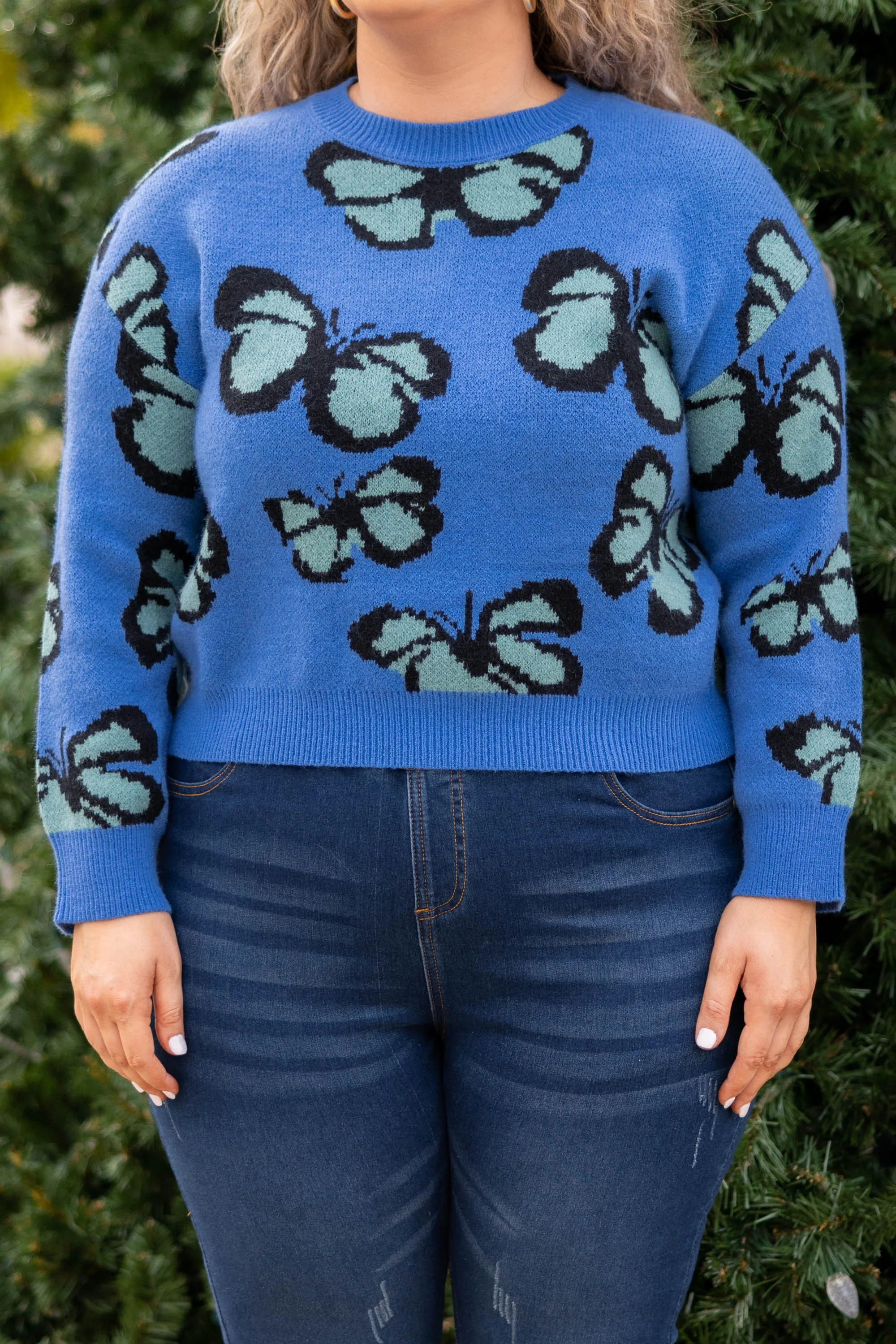 Butterfly Fly Away Sweater, Blue