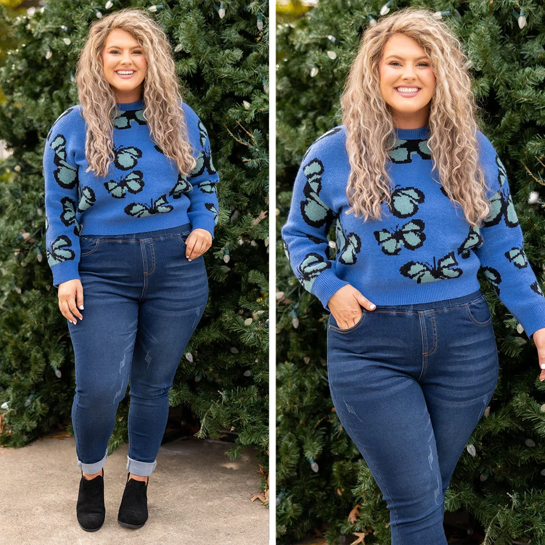 Butterfly Fly Away Sweater, Blue