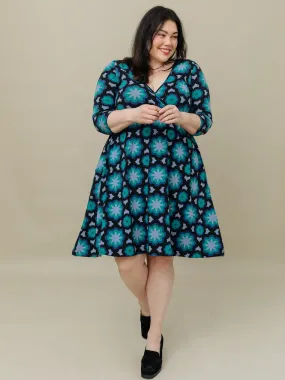 Callie Long Sleeve Wrap Dress in Mod Teal