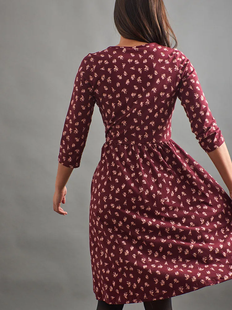 Callie Wrap Dress - Burgundy Bouquet