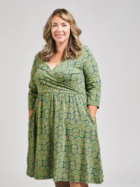 Callie Wrap Dress - Olive Floral