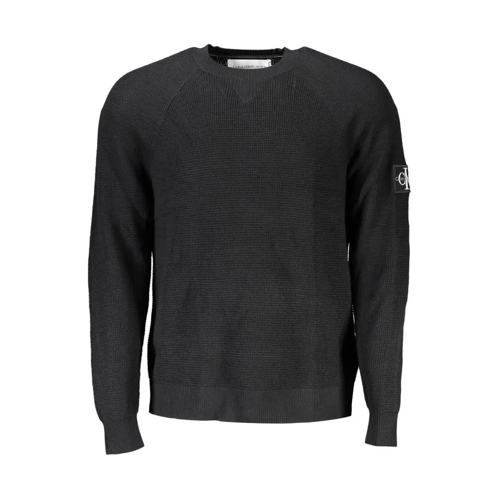 Calvin Klein Elegant Black Wool Sweater - Long Sleeved Crew Neck