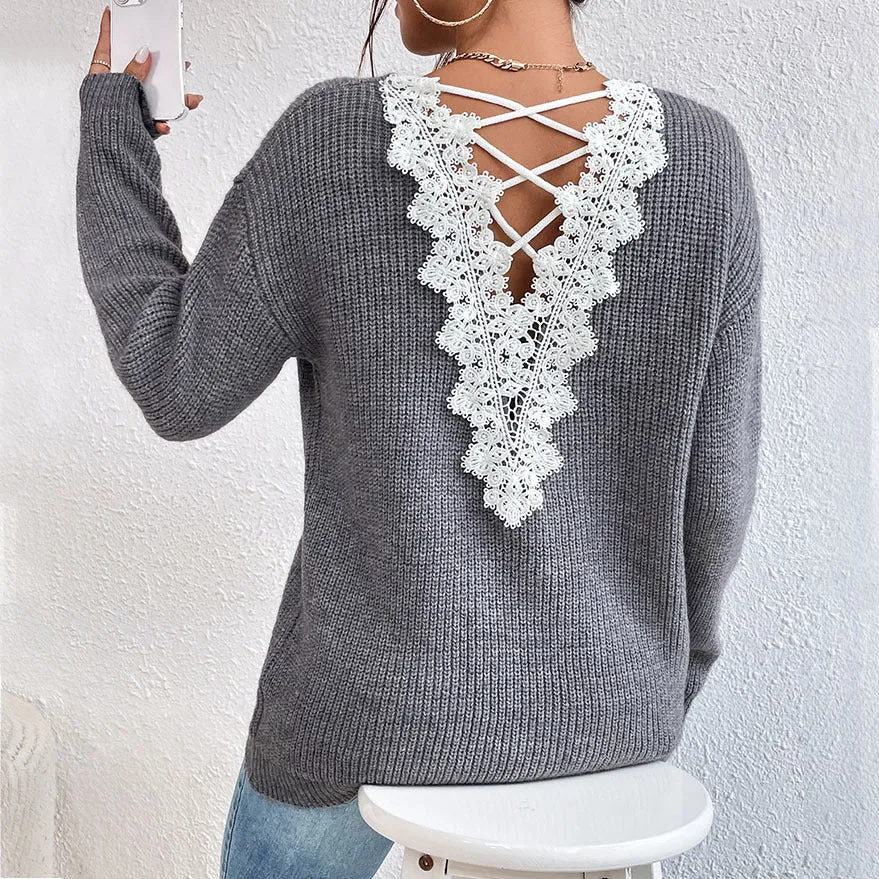 Carly Lace Back Wool Jumper