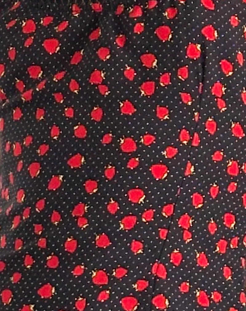 Carys Vest Top in Strawberry Polka Black