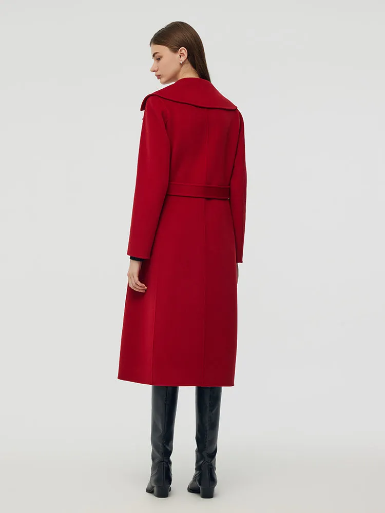 Cashmere Wool Double-Faced Women Wrap Overcoat