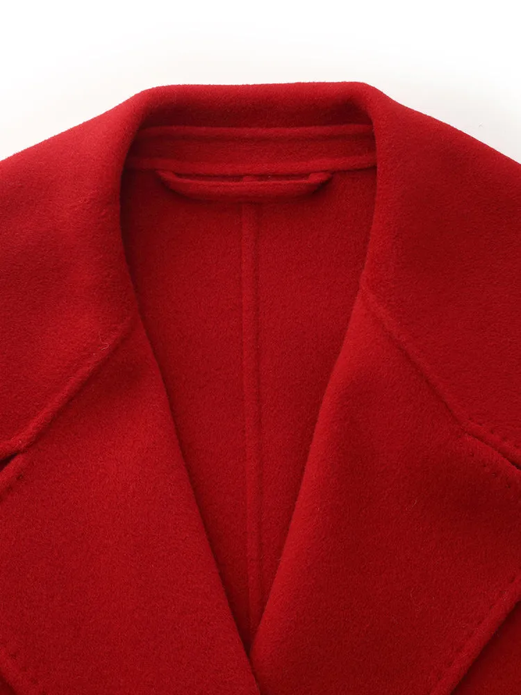 Cashmere Wool Double-Faced Women Wrap Overcoat