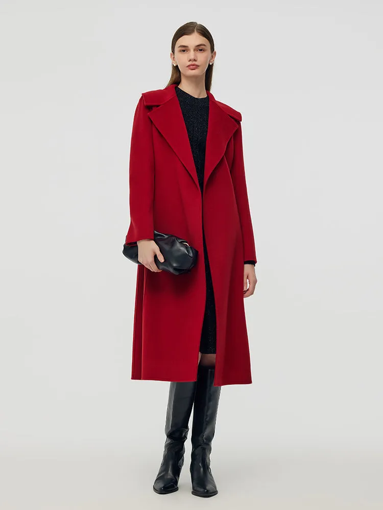 Cashmere Wool Double-Faced Women Wrap Overcoat