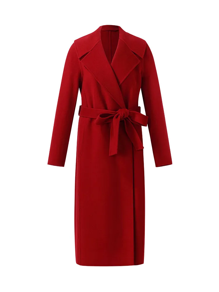 Cashmere Wool Double-Faced Women Wrap Overcoat