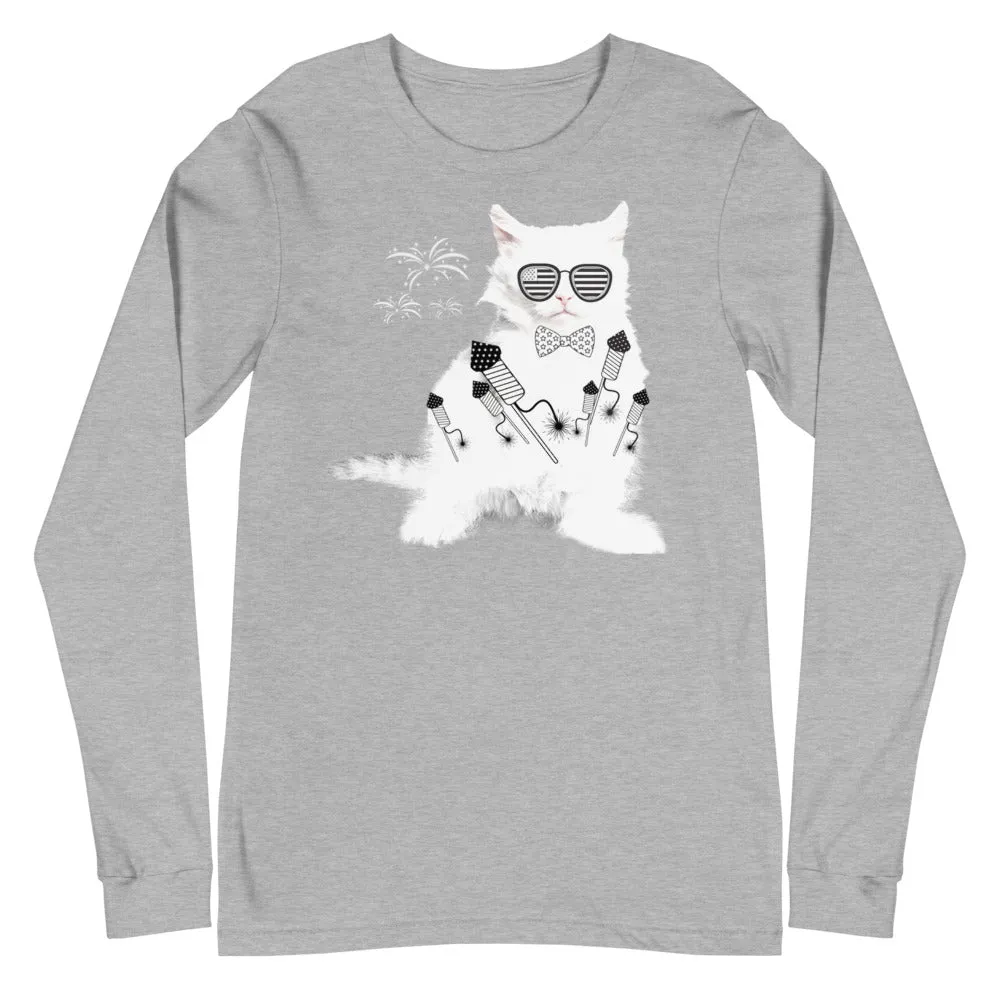 Cat print black full sleeve t-shirt for men