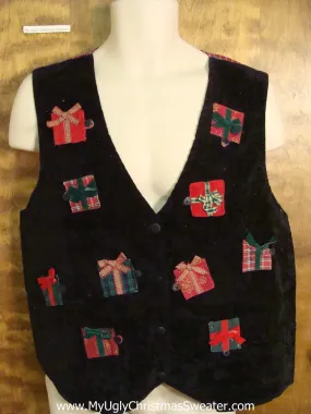 Cheap Gifts Funny Christmas Sweater Vest with Plaid Back