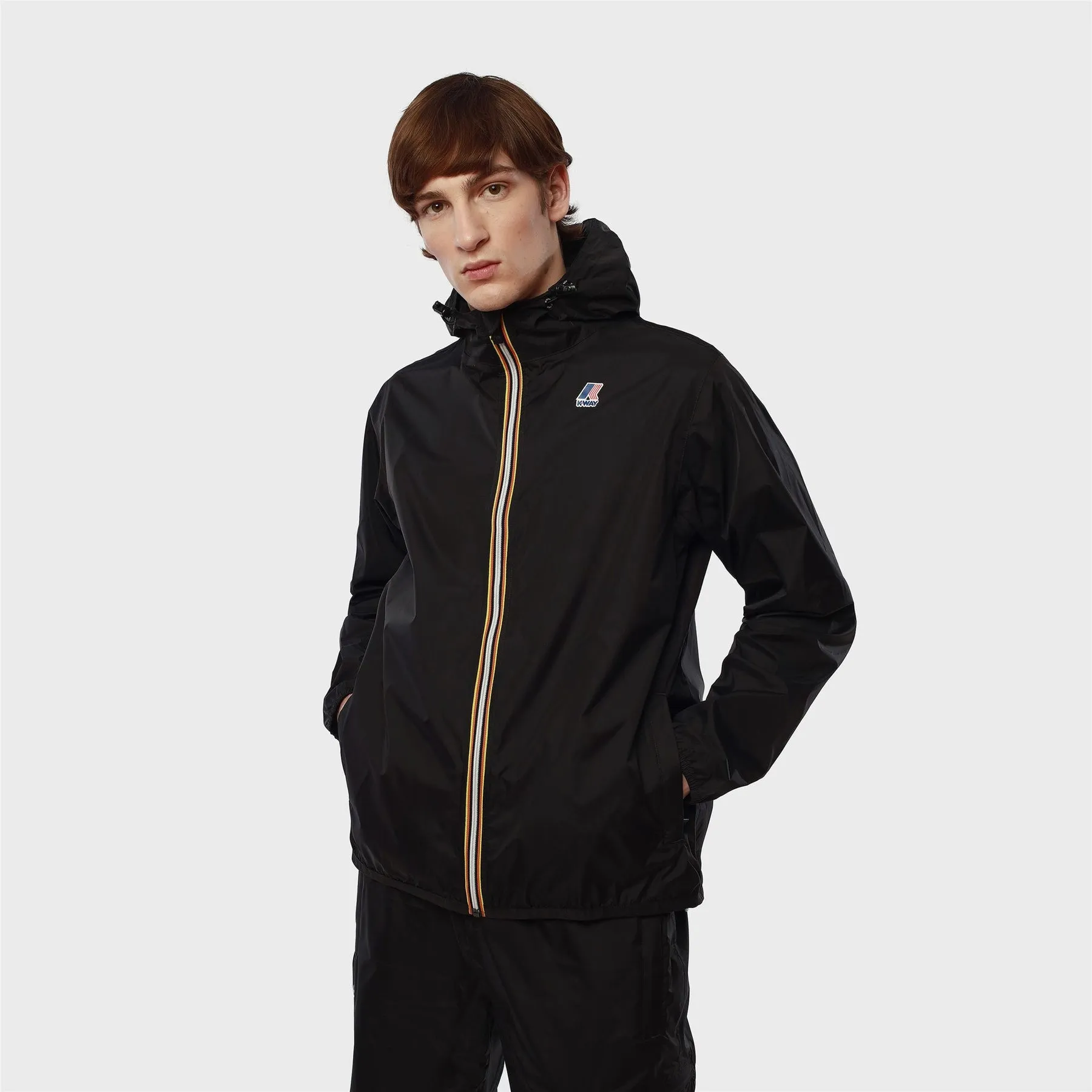 Claude - Unisex Packable Full Zip Waterproof  Rain Jacket in Black