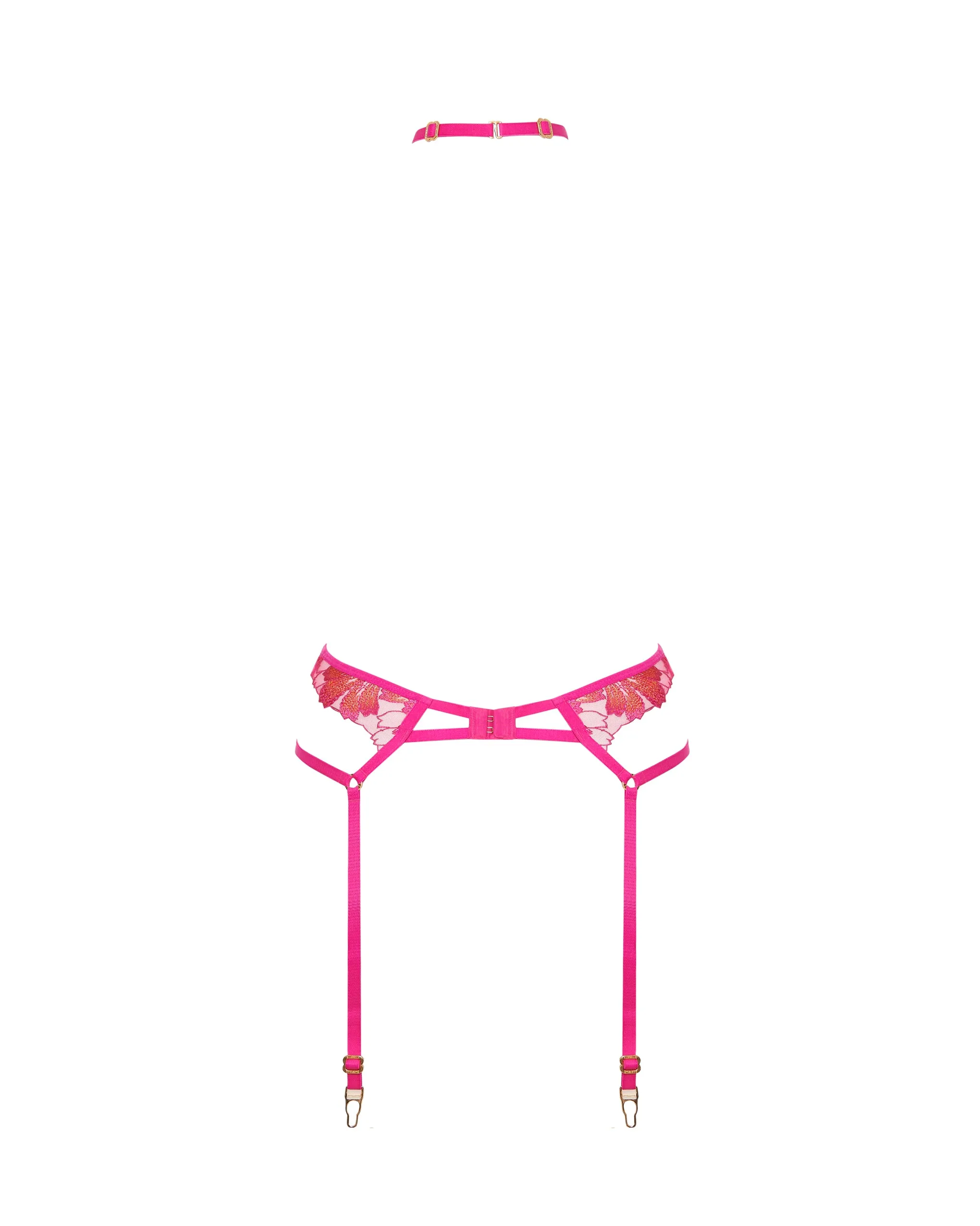 Colette Suspender Harness Fuchsia Pink/Orange Pepper