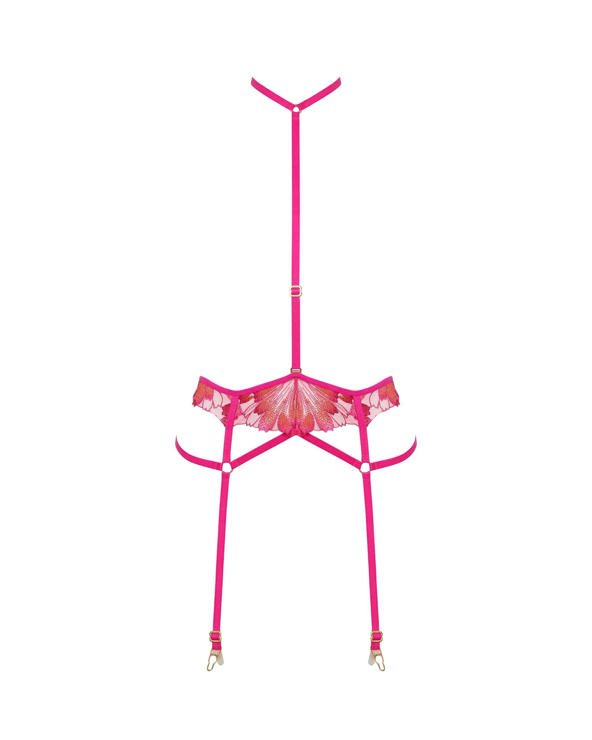 Colette Suspender Harness Fuchsia Pink/Orange Pepper